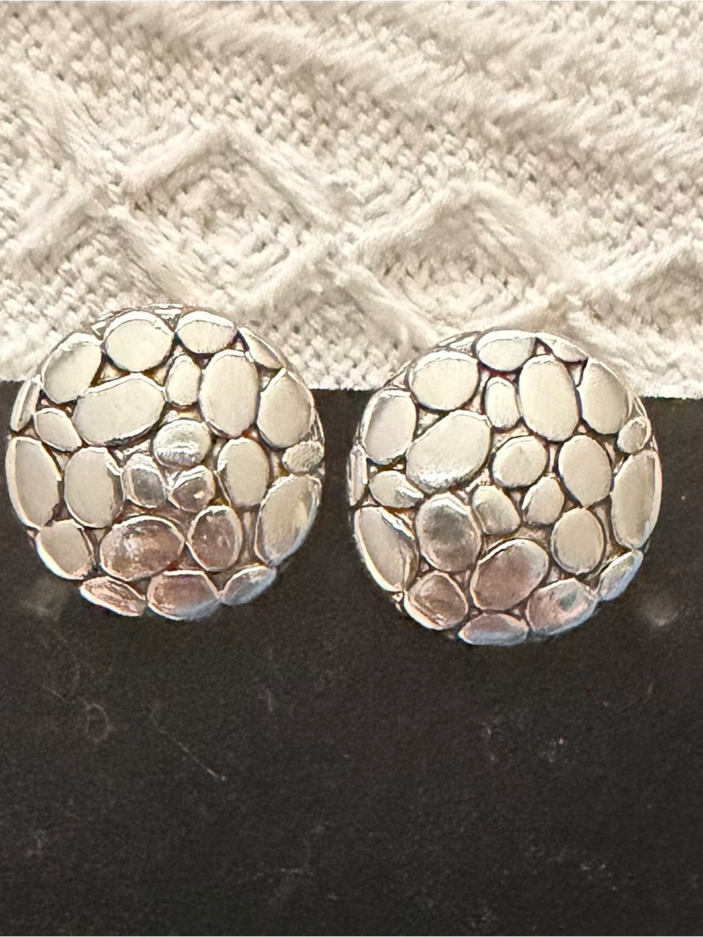 John Hardy Silver Pebble Dome Stud Earrings